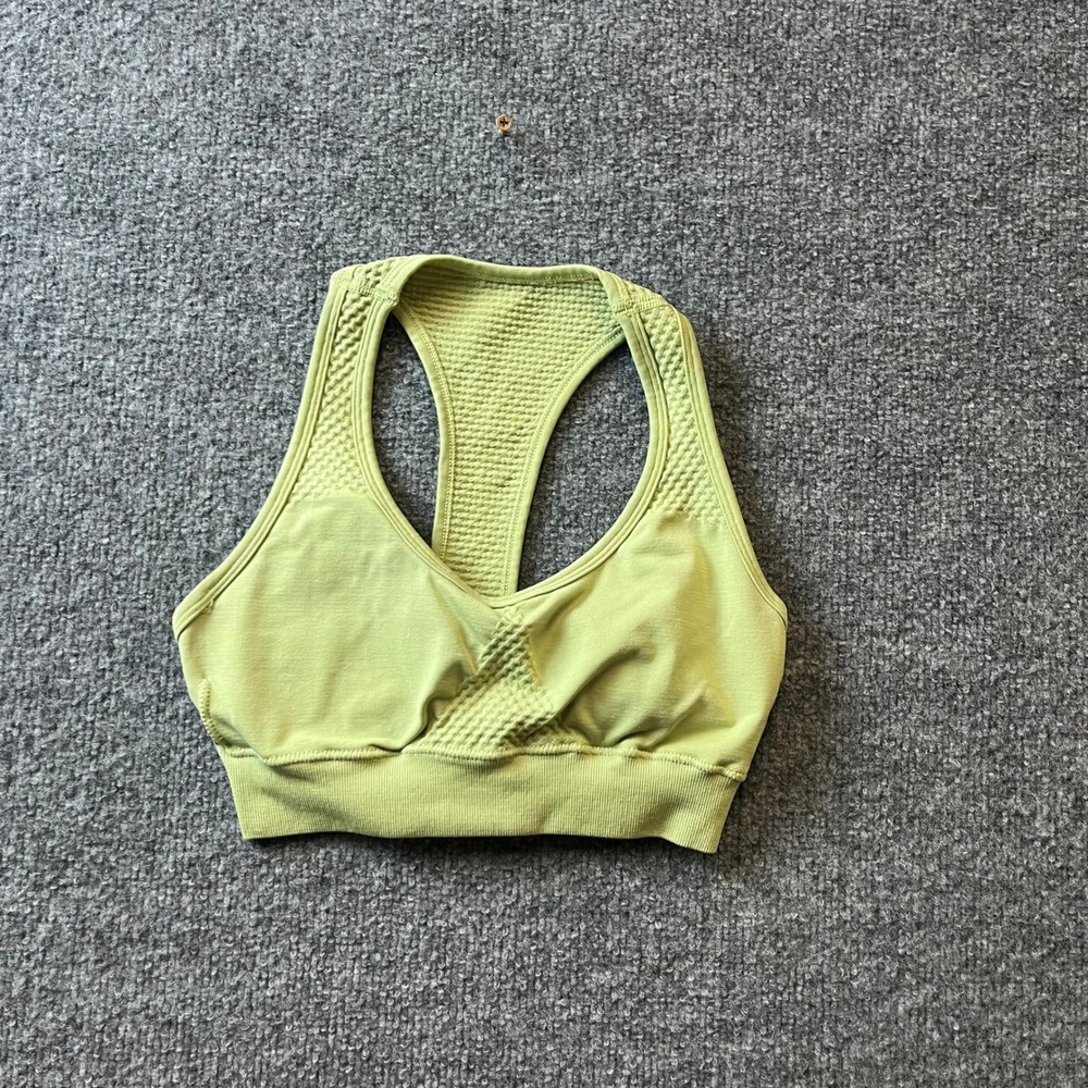 Alphalete Sports Bra Womens Size XS Lime Green Seamless Ribbed Racerback